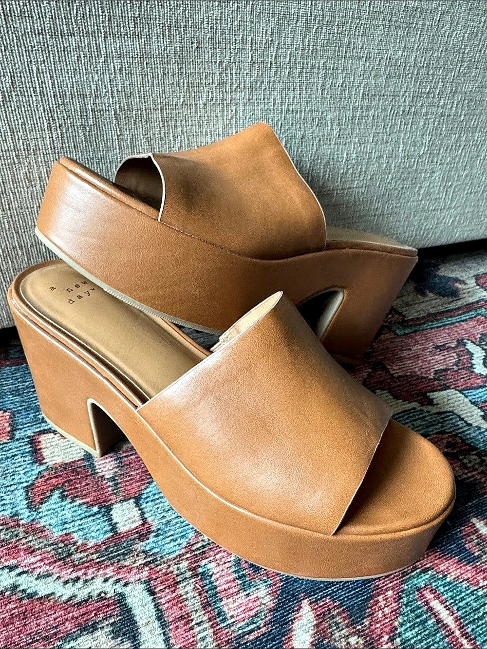 A New Day Platform Mule Heels Brown US 9